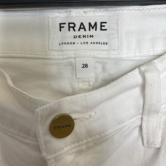 Frame Le Garçon Boyfriend Straight Leg Jeans in Blanc 28 - Picture 3 of 7